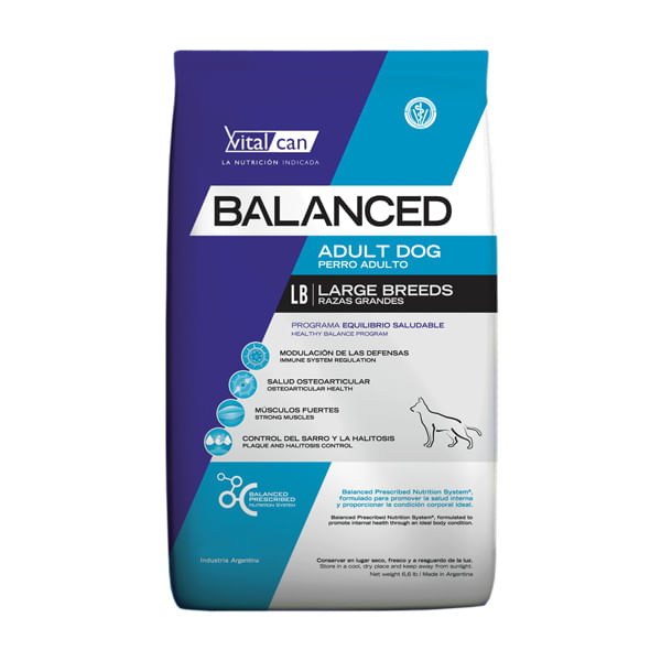 VITALCAN BALANCED PERRO ADULTO GRANDE X 15 KG