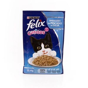 Pouch Felix Gatitos Sensaciones Pescado En Salsa X 85 Grs