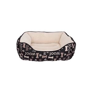 Cama Dogit Rectangular Con Corderito Negra Mediana