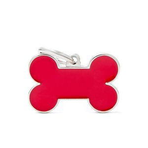 Chapita Identificatoria Handmade Big Bone Red