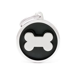 Chapita Identiificatoria Classic Black Big Circle Bone