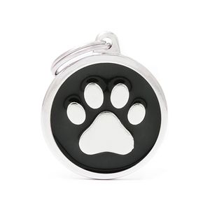 Chapita Identiificatoria Classic Black Big Circle Paw