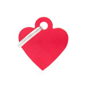 Chapita Identiificatoria Basic Small Heart Aluminum Red