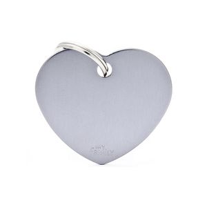 Chapita Identiificatoria Basic Big Heart Aluminum Grey