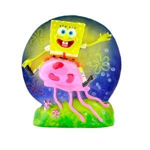 Adorno Para Pecera Bob Esponja Montando Medusa Medium