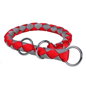 Collar Perro Semi-Ahorque, M: 39–45 Cm/Ø 12 Mm, Rojo/Plata