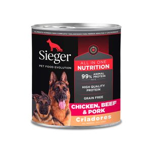 Sieger Wet Perro Pollo, Carne y Cerdo X 340 Gr