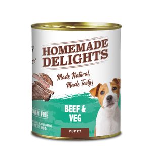 Lata Homemade Delights Beef & Veg Perro Cachorro 340 Grs