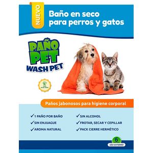 Baño En Seco Pañopet Washpet Para Perros y Gatos x 6 Unidades