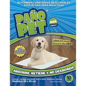 Paños Sanitarios Educativos Pañopet Max Compact 60 x 90 Cm x 10 Unidades