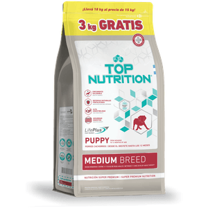 Top Nutrition Perros Cachorros Razas Medianas x 15+3 Kg