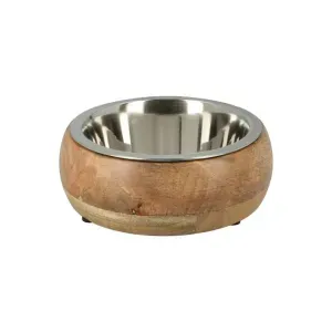 Comedero Curvo Madera Y Acero Inoxidable 1 Lt